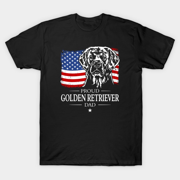 Golden Retriever Dad American Flag patriotic dog T-Shirt by wilsigns